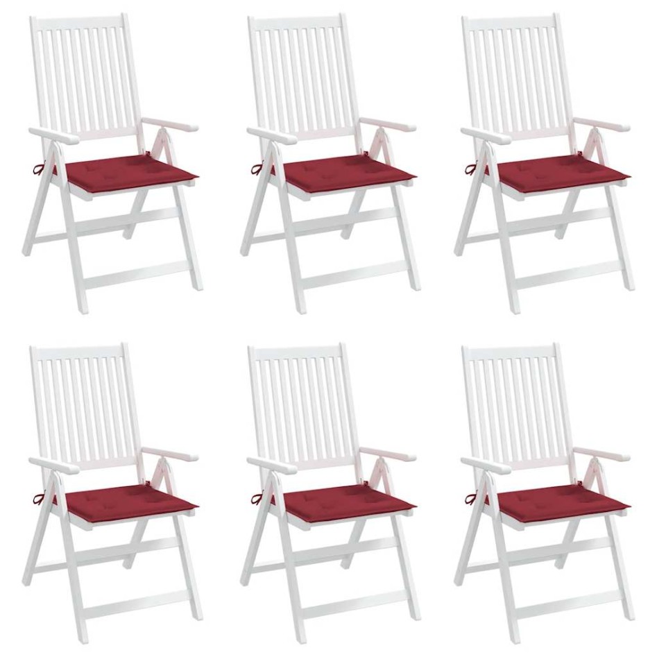 Cojines silla de jardín 6 uds tela Oxford rojo tinto 40x40x3
