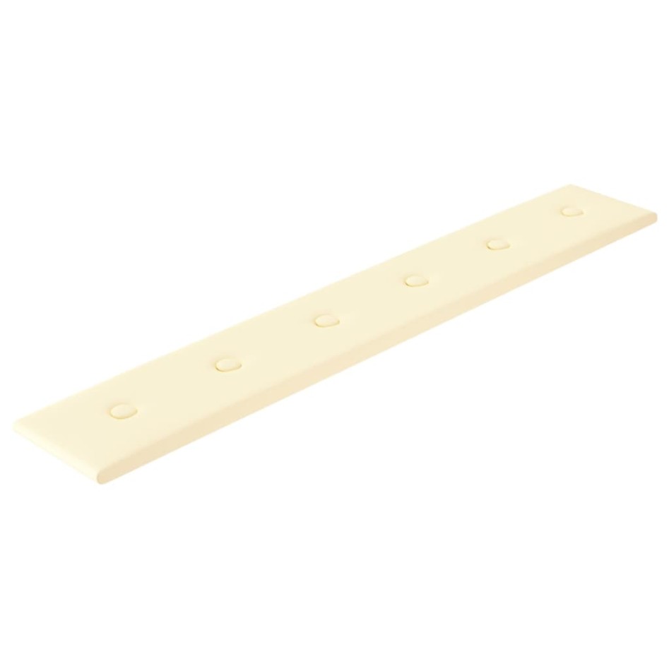 Paneles de pared 12 uds cuero sintético crema 90x15 cm 1,62