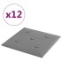Paneles de pared 12 uds cuero sintético gris 30x30 cm 1,08