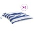 Cojines de silla 6 uds tela Oxford rayas azul blanco 50x50x7