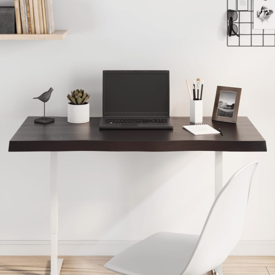 Tablero mesa madera tratada borde vivo marrón 100x60x(2-4)