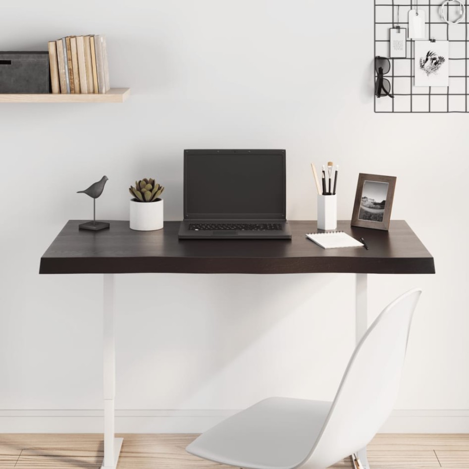 Tablero mesa madera tratada borde vivo marrón 100x60x(2-4)