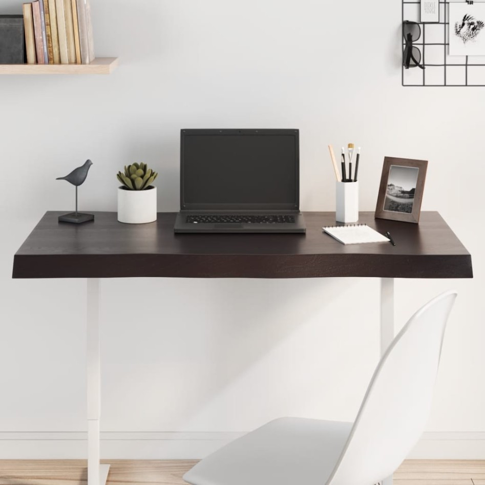 Tablero mesa madera tratada borde vivo marrón 100x40x(2-6)