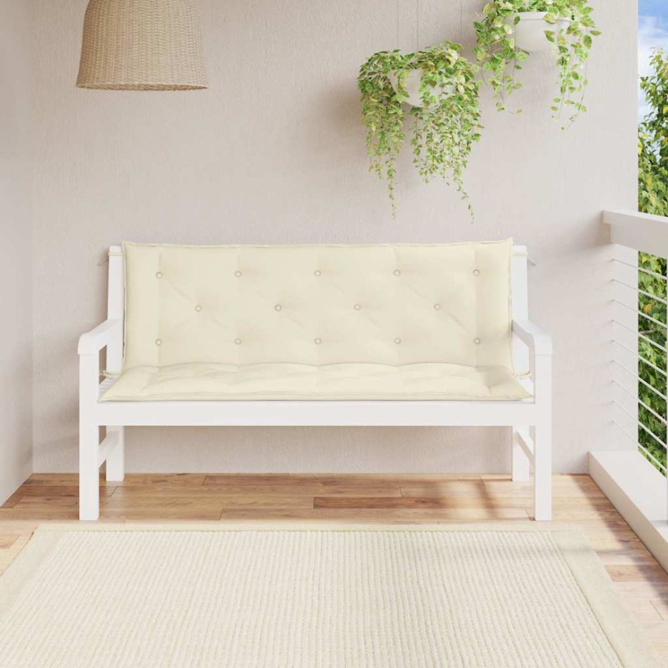 Cojín de banco jardín tela Oxford blanco crema 150x(50+50)x7