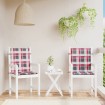 Cojín silla de jardín respaldo bajo 2 uds tela a cuadros rojo