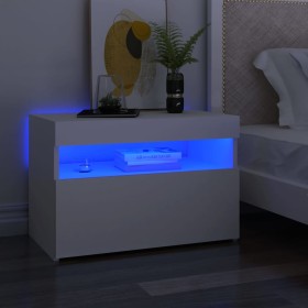Mesita de noche con luces LED contrachapada blanco 60x35x40