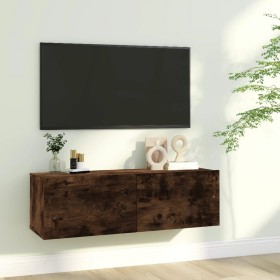 Mueble de TV madera contrachapada roble ahumado 100x30x30