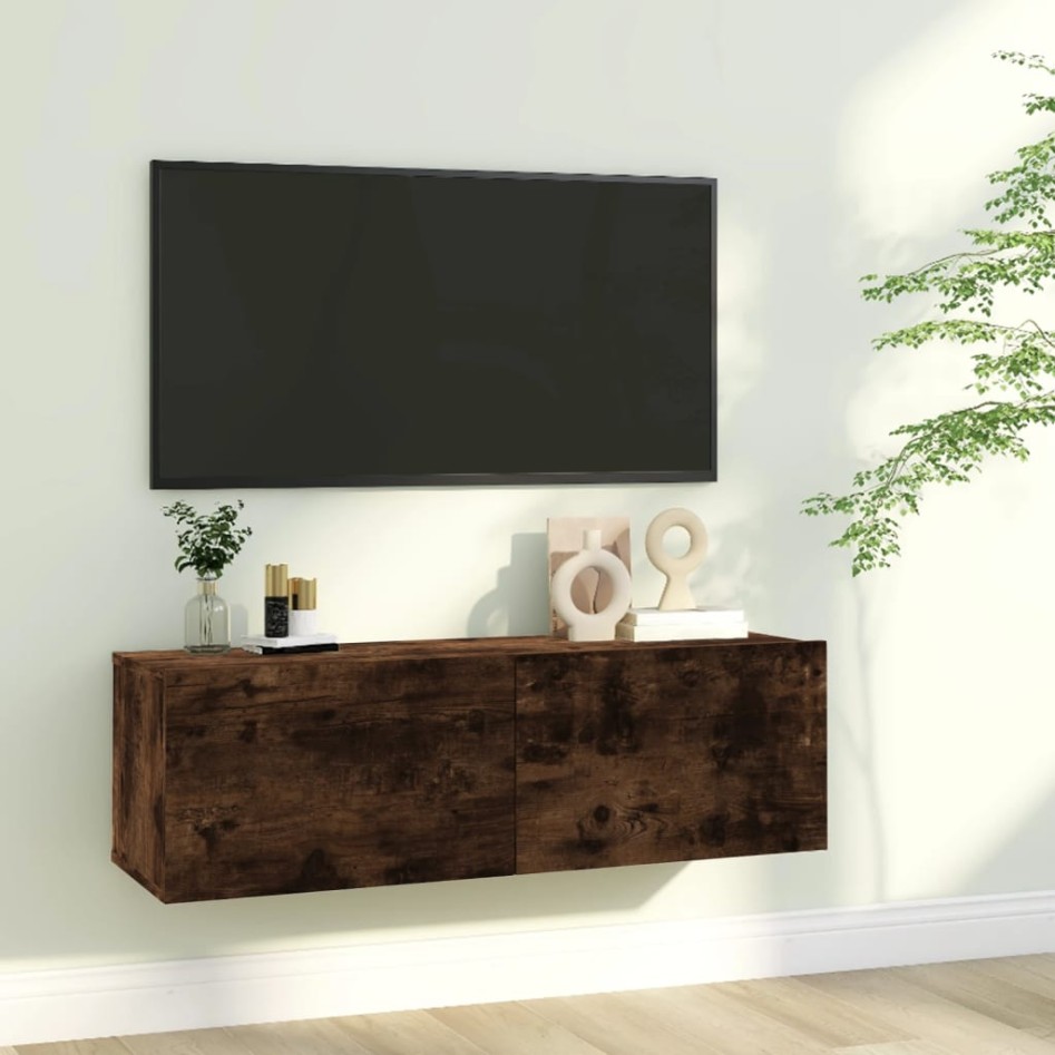 Mueble de TV madera contrachapada roble ahumado 100x30x30