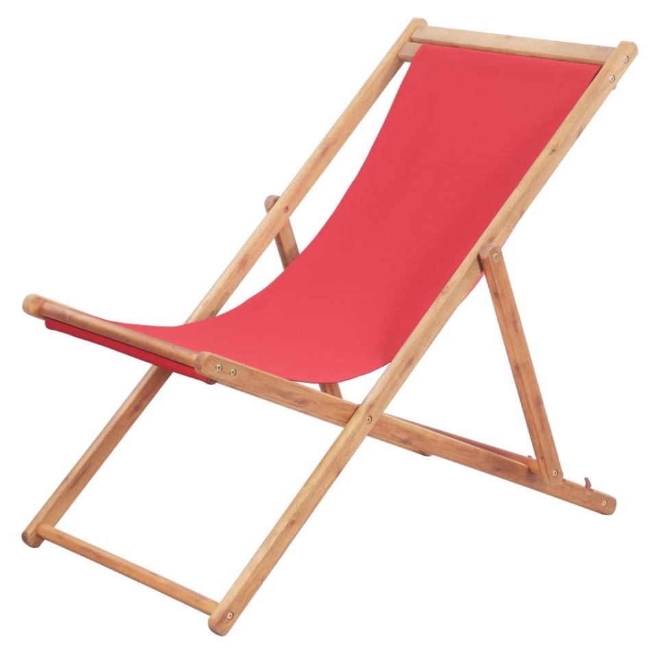 Silla de playa plegable de tela y estructura de madera