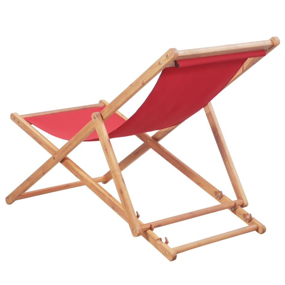 Silla de playa plegable de tela y estructura de madera