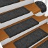Alfombrilla escalera 15 uds tela punzonada gris 65x21x4