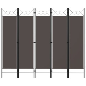 Biombo divisor de 5 paneles gris antracita 200x180