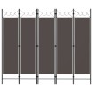 Biombo divisor de 5 paneles gris antracita 200x180 cm