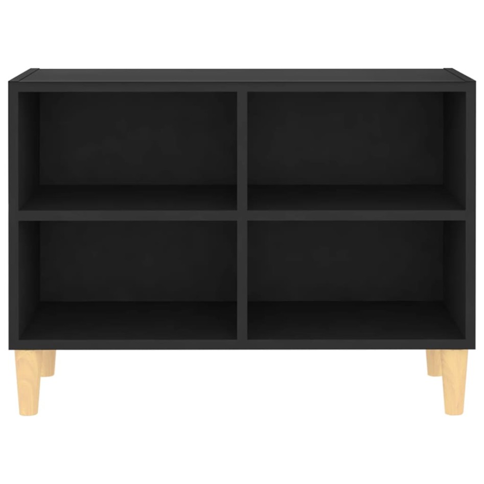 Mueble de TV con patas de madera maciza negro 69,5x30x50