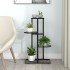 Soporte de flores de 4 estantes de metal negro 43x22x76