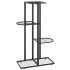 Soporte de flores de 4 estantes de metal negro 43x22x76