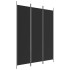 Biombo divisor de 3 paneles de tela negro 150x200