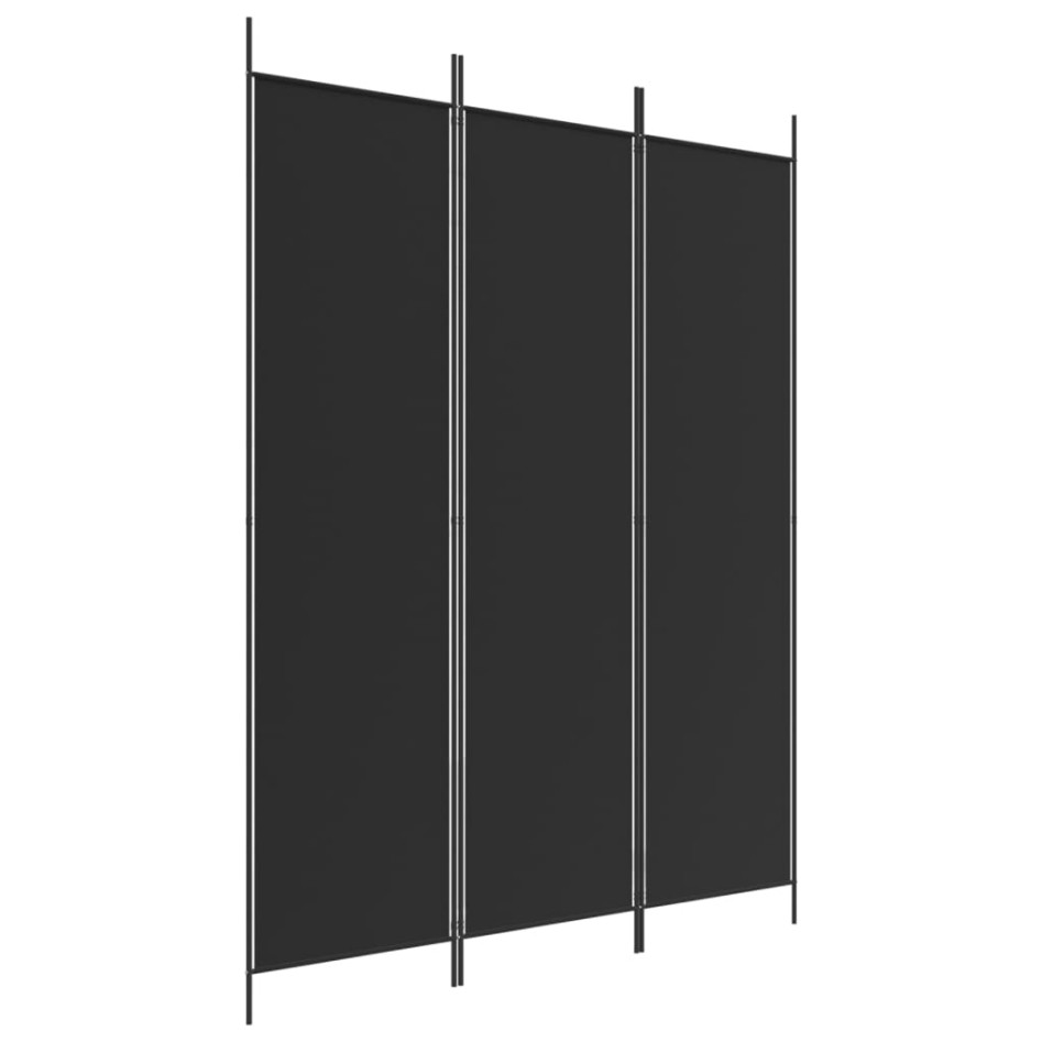Biombo divisor de 3 paneles de tela negro 150x200