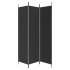 Biombo divisor de 3 paneles de tela negro 150x200