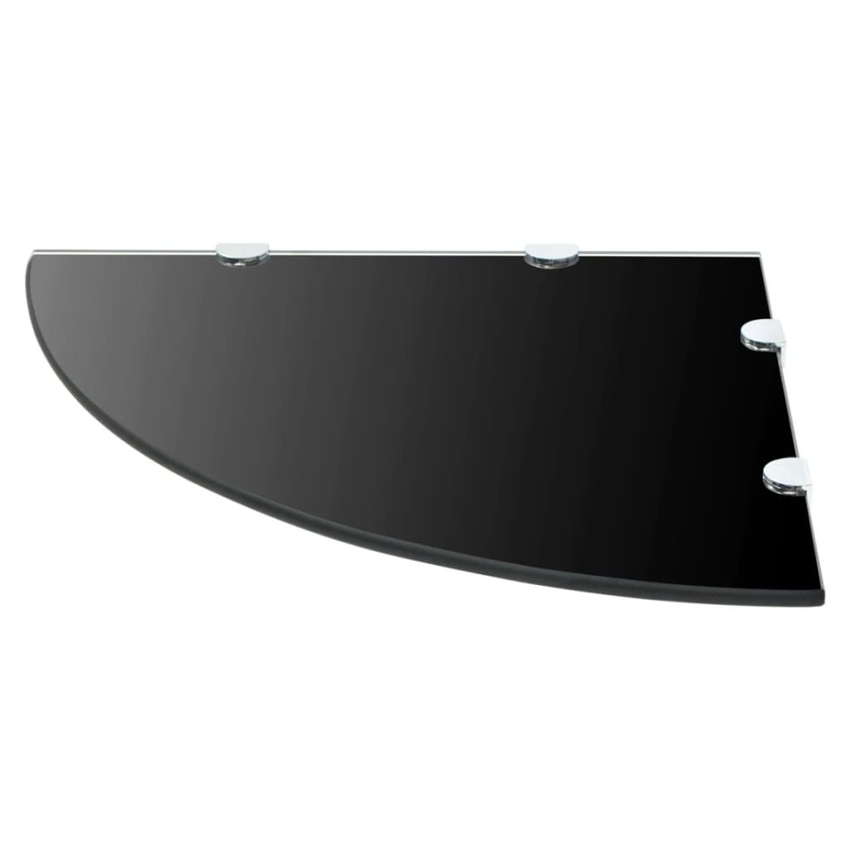 Estante de esquina con soportes cromados vidrio negro 45x45