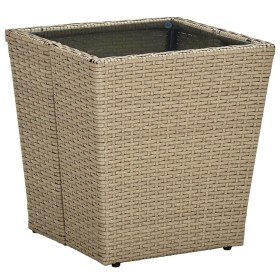 Mesa de centro de ratán PE vidrio templado beige