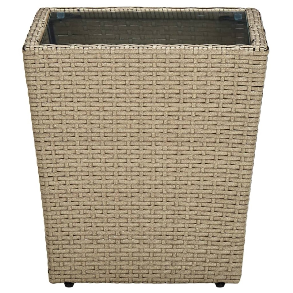 Mesa de centro de ratán PE vidrio templado beige