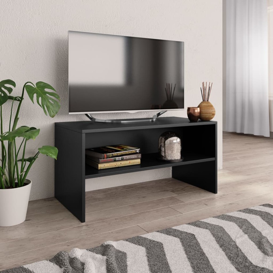 Mueble para TV madera contrachapada negro 80x40x40
