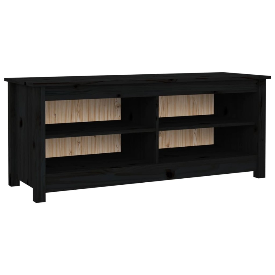 Banco zapatero madera maciza de pino negro 110x38x45,5