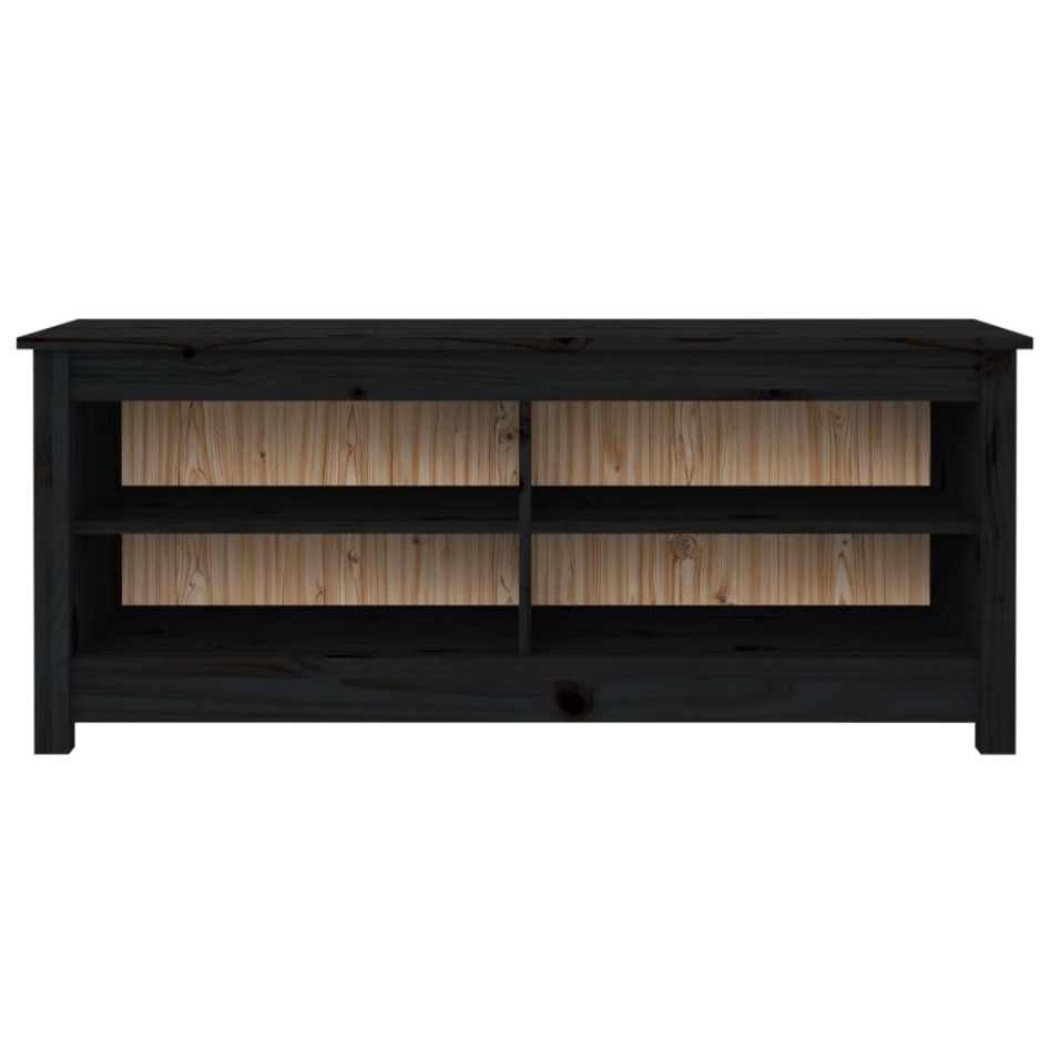 Banco zapatero madera maciza de pino negro 110x38x45,5