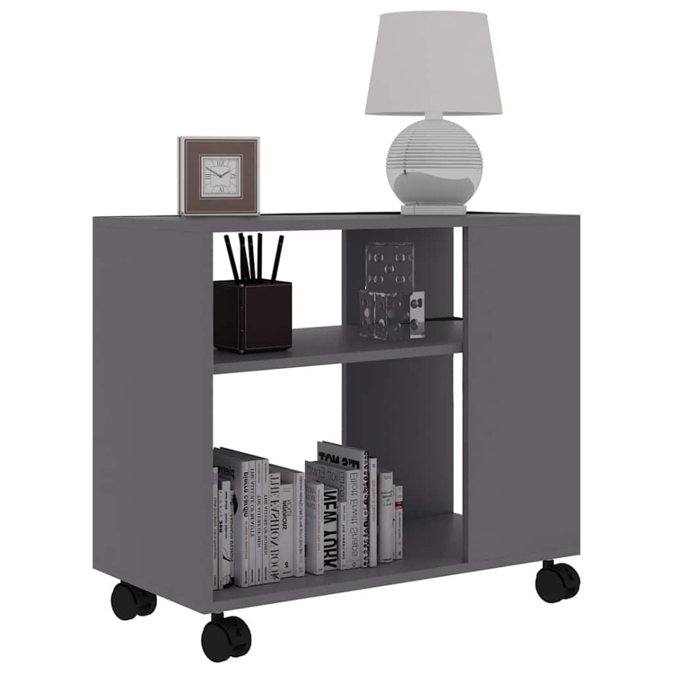 Mesa auxiliar de madera de ingeniería gris 70x35x55