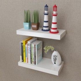 Estantes flotantes de pared 2 uds MDF blanco para