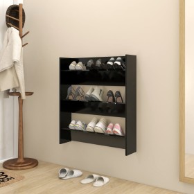 Zapatero de pared madera contrachapada negro 80x18x90