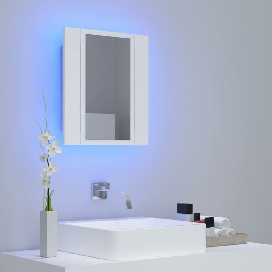Armario espejo de baño con luz LED acrílico blanco 40x12x45