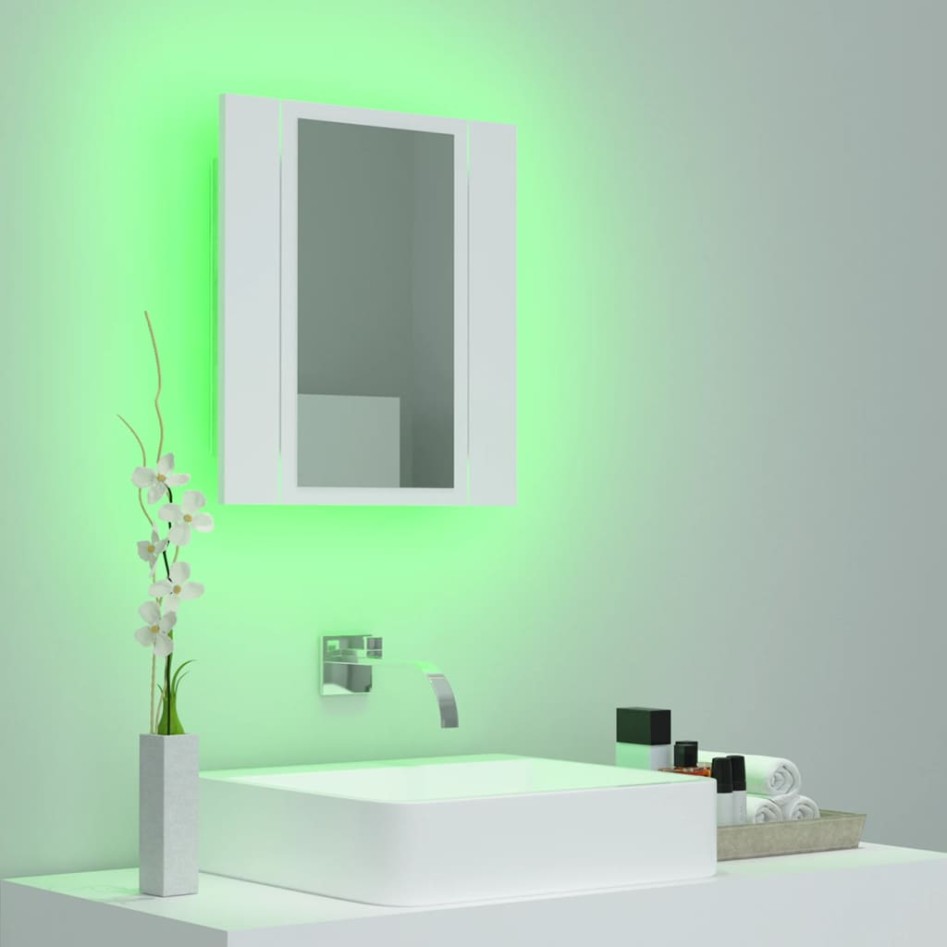 Armario espejo de baño con luz LED acrílico blanco 40x12x45