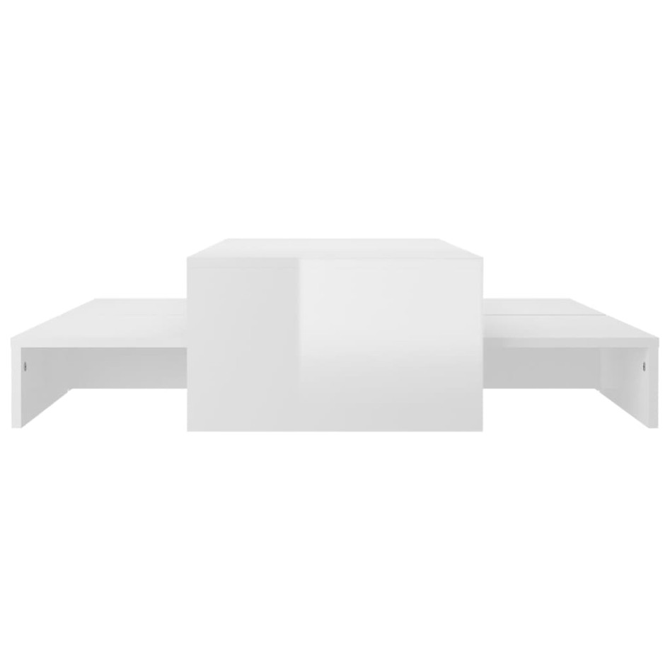 Set de mesas de centro apilables blanco brillo 100x100x26,5