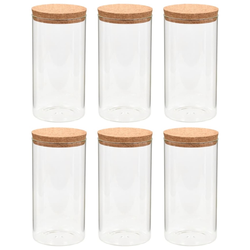 Tarros de almacenaje con tapa de corcho 6 unidades 1100