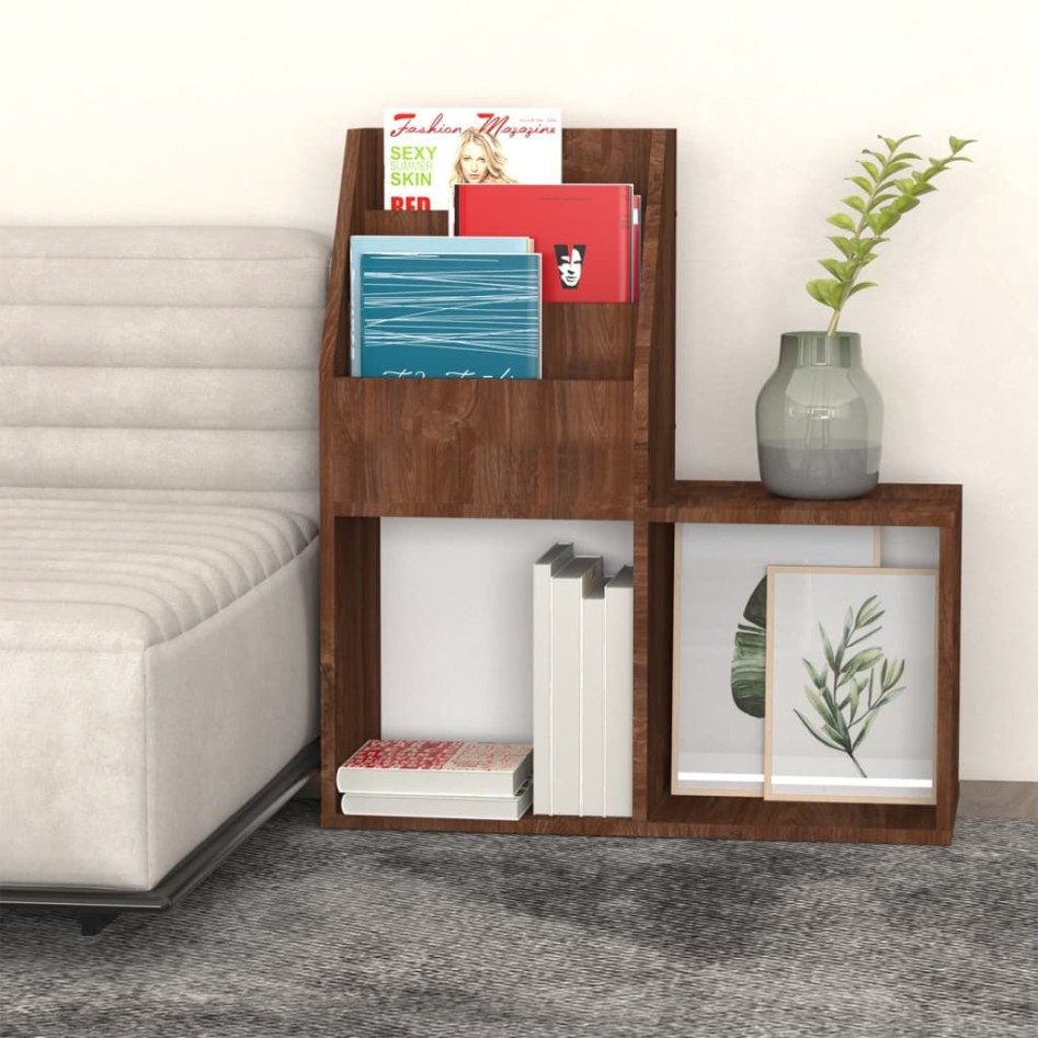 Revistero niños madera contrachapada marrón roble 71x30x78,5