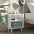 Mesitas de noche patas madera 2 uds blanco brillo 40x30x50