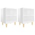 Mesitas de noche patas madera 2 uds blanco brillo 40x30x50