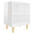 Mesitas de noche patas madera 2 uds blanco brillo 40x30x50