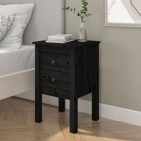 Mesita de noche madera maciza de pino negro 40x35x61,5