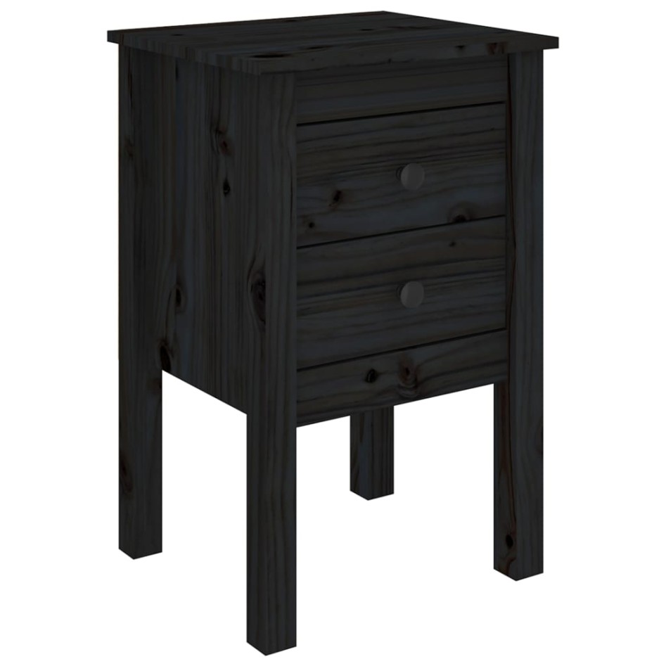 Mesita de noche madera maciza de pino negro 40x35x61,5