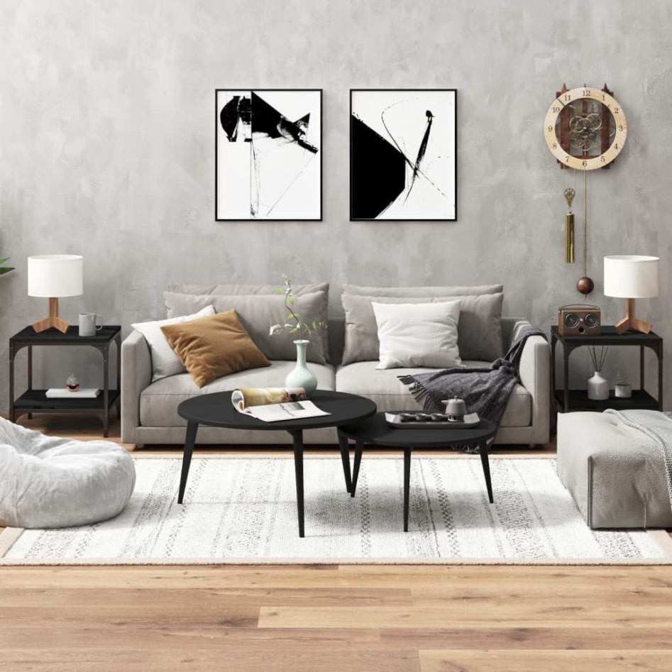 Mesas auxiliares 2 uds madera contrachapada negro 40x40x40