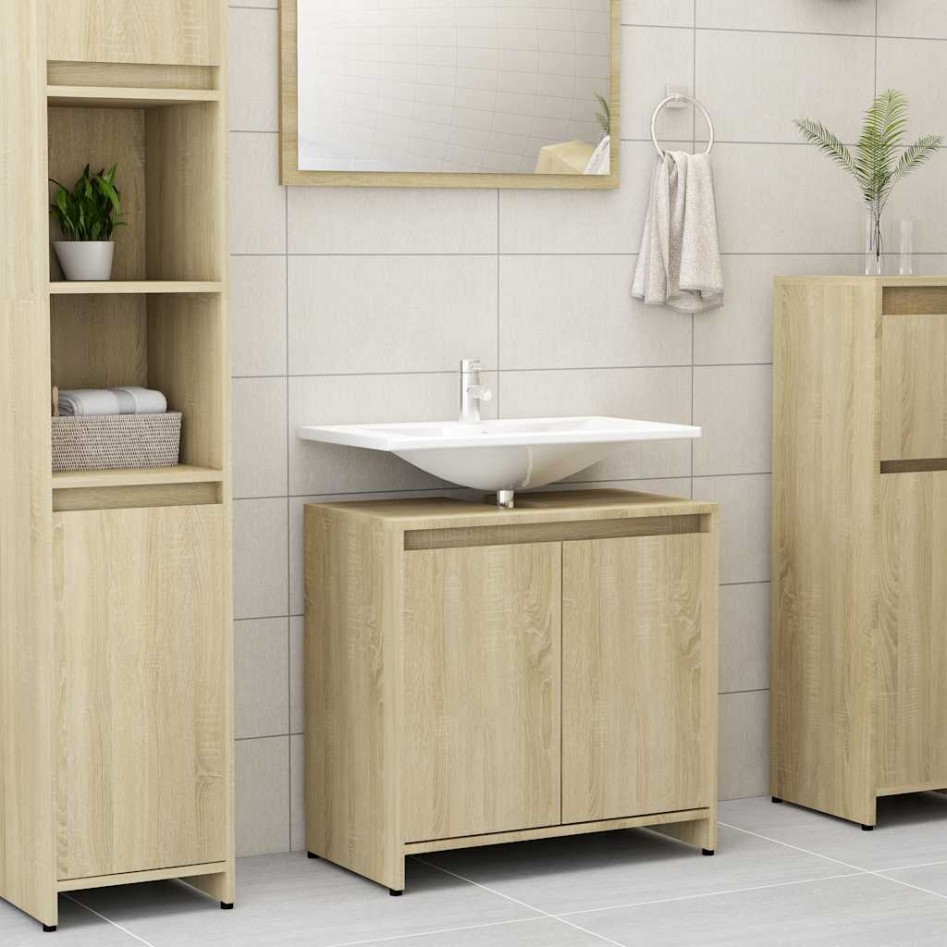 Armario de baño madera contrachapada color roble 60x33x61