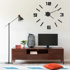 Reloj 3D de pared con diseño moderno negro 100 cm