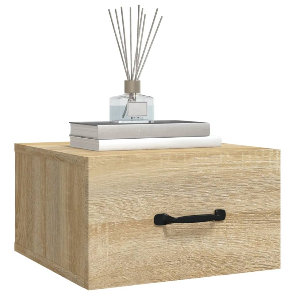 Mesitas de noche de pared 2 uds color roble Sonoma 35x35x20