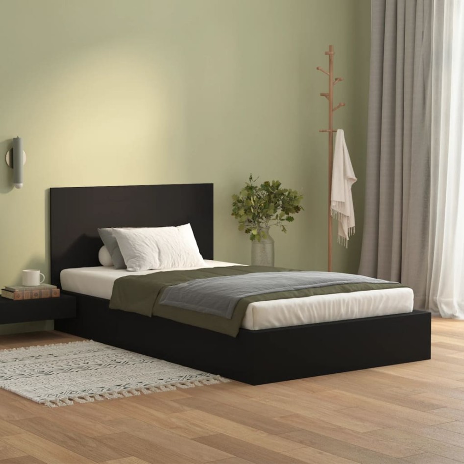 Cabecero de cama madera contrachapada negro 120x1,5x80