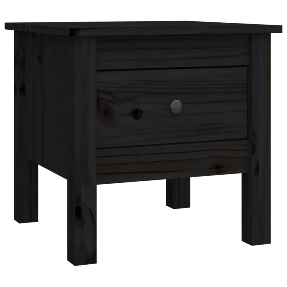 Mesa auxiliar de madera maciza de pino negro 40x40x39