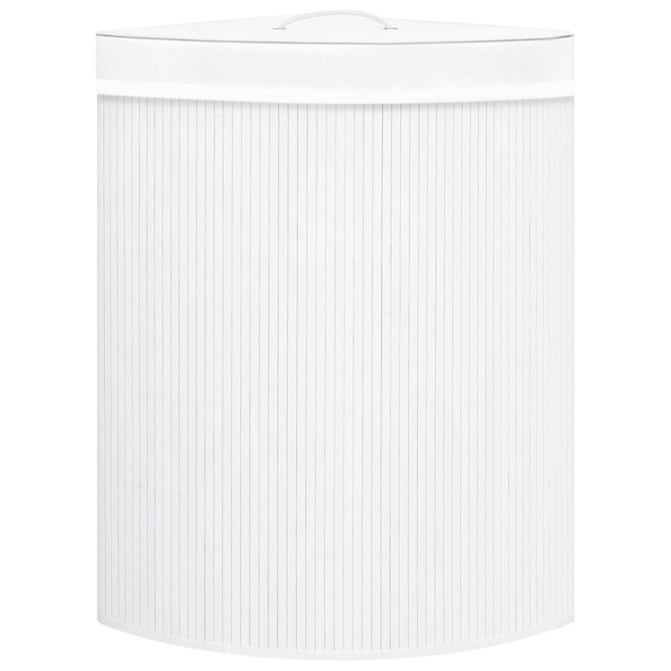 Cesto para la ropa sucia de esquina bambú blanco 60