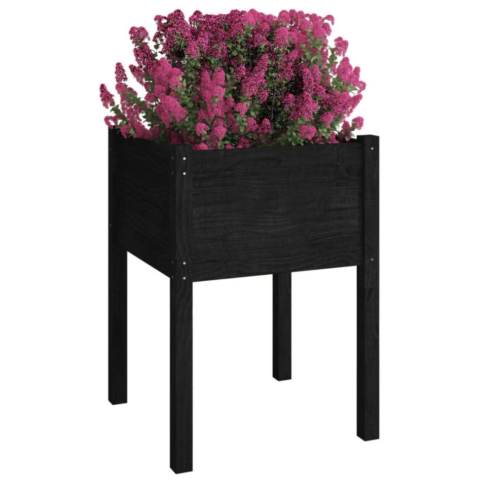 Jardineras 2 uds madera maciza de pino negro 50x50x70